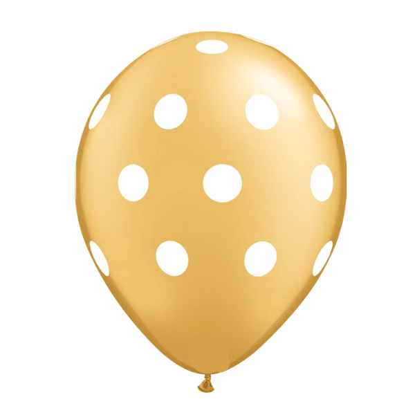 11 In Gold 11-inch Gold with White Polka Dots – Balloon Van Gogh