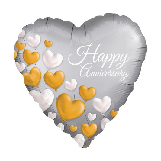 18-inch Happy Anniversary Silver Heart