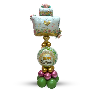 Floral Birthday Cake Balloon Arrangement