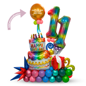 Rainbow Birthday Cake Balloon Arrangement