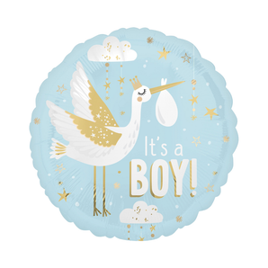 18-inch Satin Stork It's A Boy Mylar Balloon