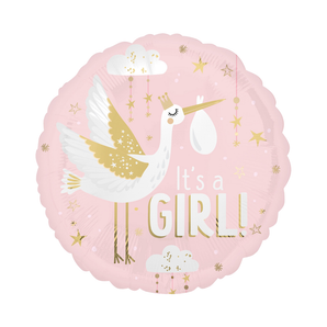 18-inch Satin Stork It's A Girl Mylar Balloon