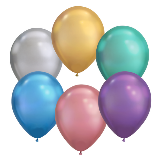 Dozen 11” Colorful Chrome Balloons
