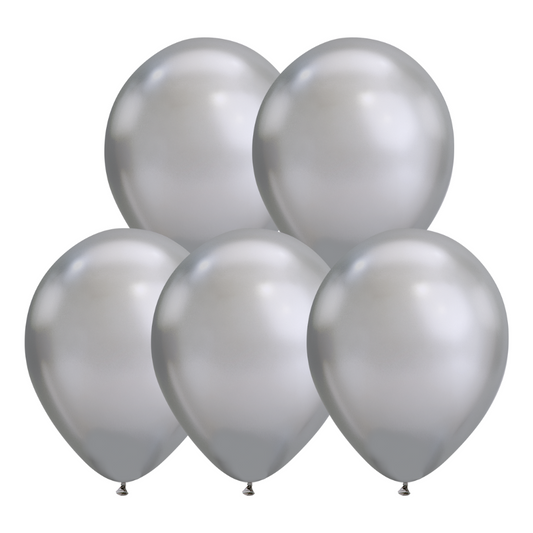 Dozen 11” Chrome Silver Balloons