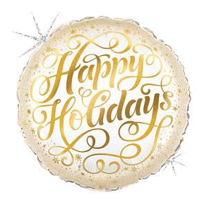 18in Happy Holidays Holographic Mylar Balloon