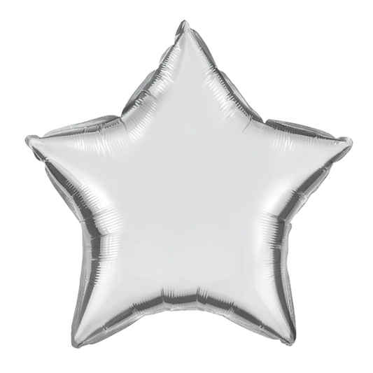 20-inch Silver Plain Helium-filled Foil Star