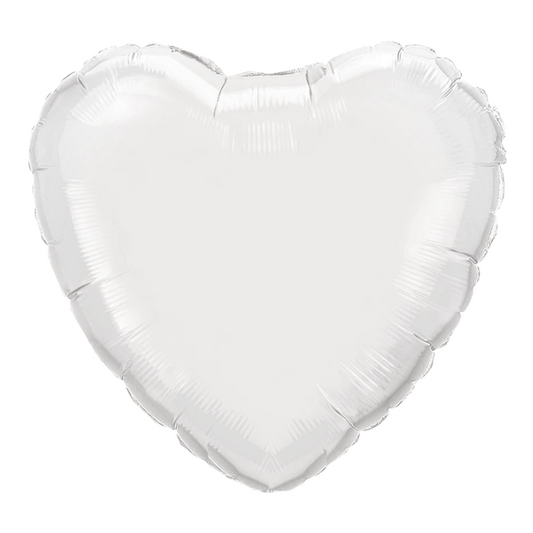18-inch White Plain Foil Hearts