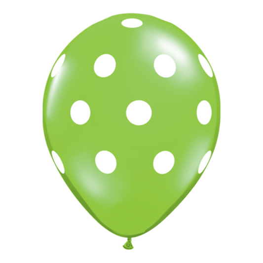 11-inch Lime Green with White Polka Dots