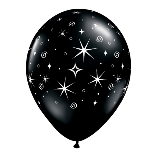 11-inch Sparkles & Swirls Black Balloon