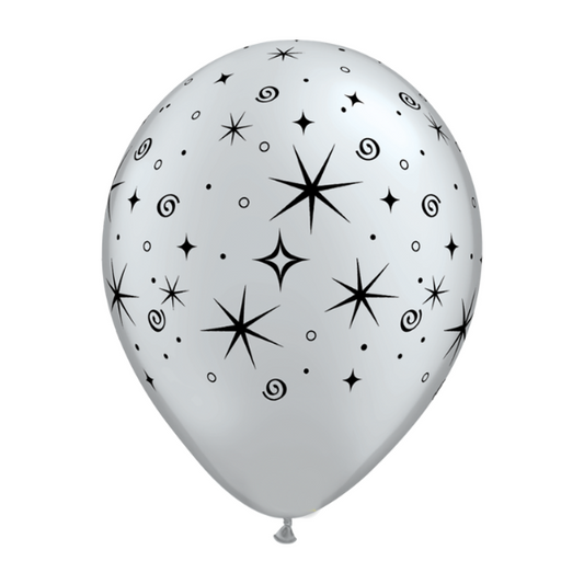 11-inch Sparkles & Swirls Silver Balloon