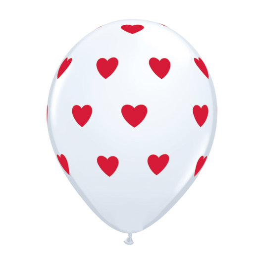 11-inch Heart-Printed White Balloon