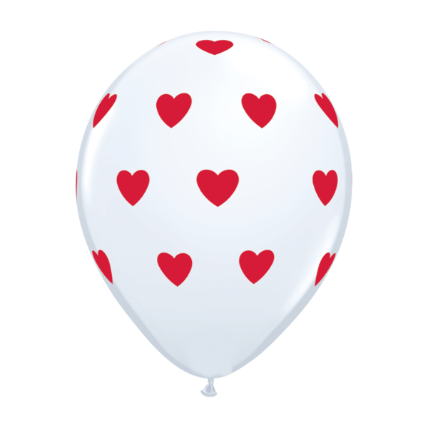 11-inch Heart-Printed White Balloon