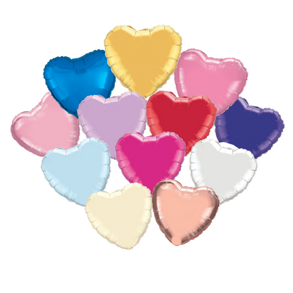 Dozen 18" Mylar Heart Balloons - Choose Your Colors!