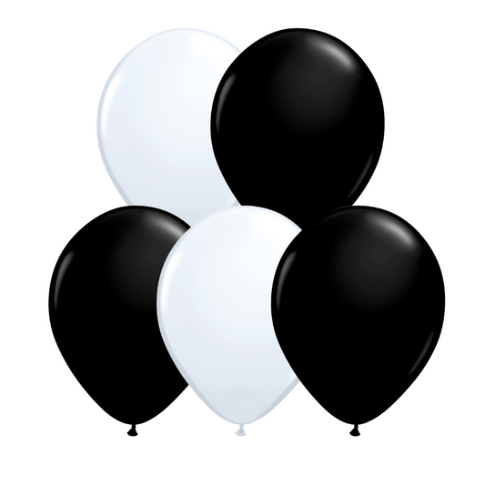 Dozen 11” Black and White Balloons