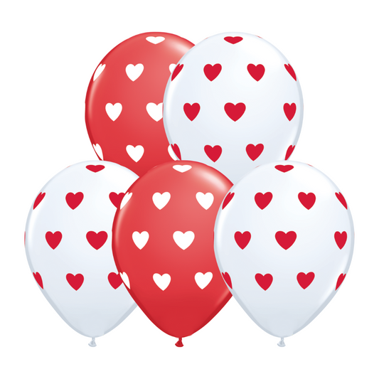 Dozen 11" Heart-Printed Balloons