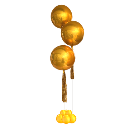 Triple Orb Balloons With Glittering Tassel