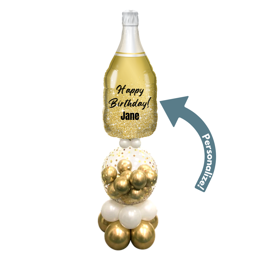 Birthday Clink, Champagne Bottle Balloon Arrangement